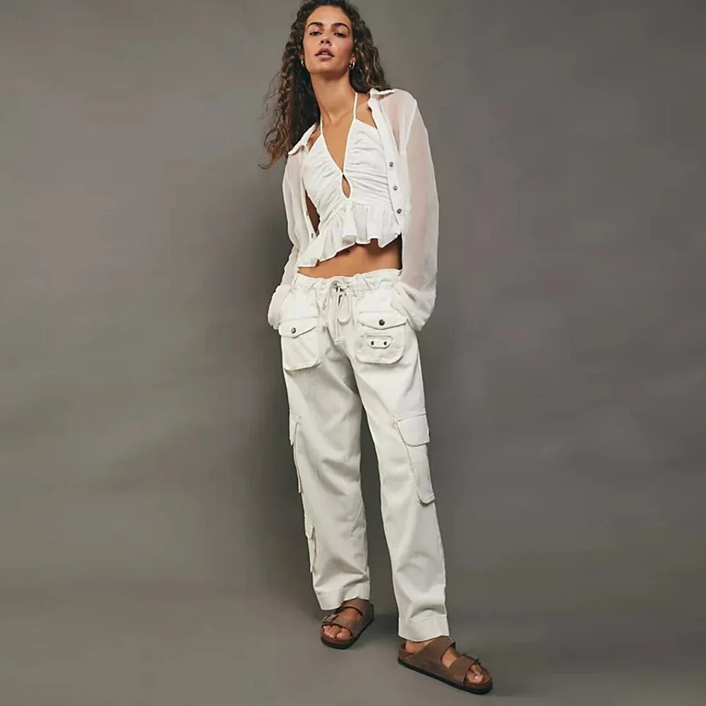 Free People Tahiti Herringbone Cargo Pants NWT - Picture 4 of 14